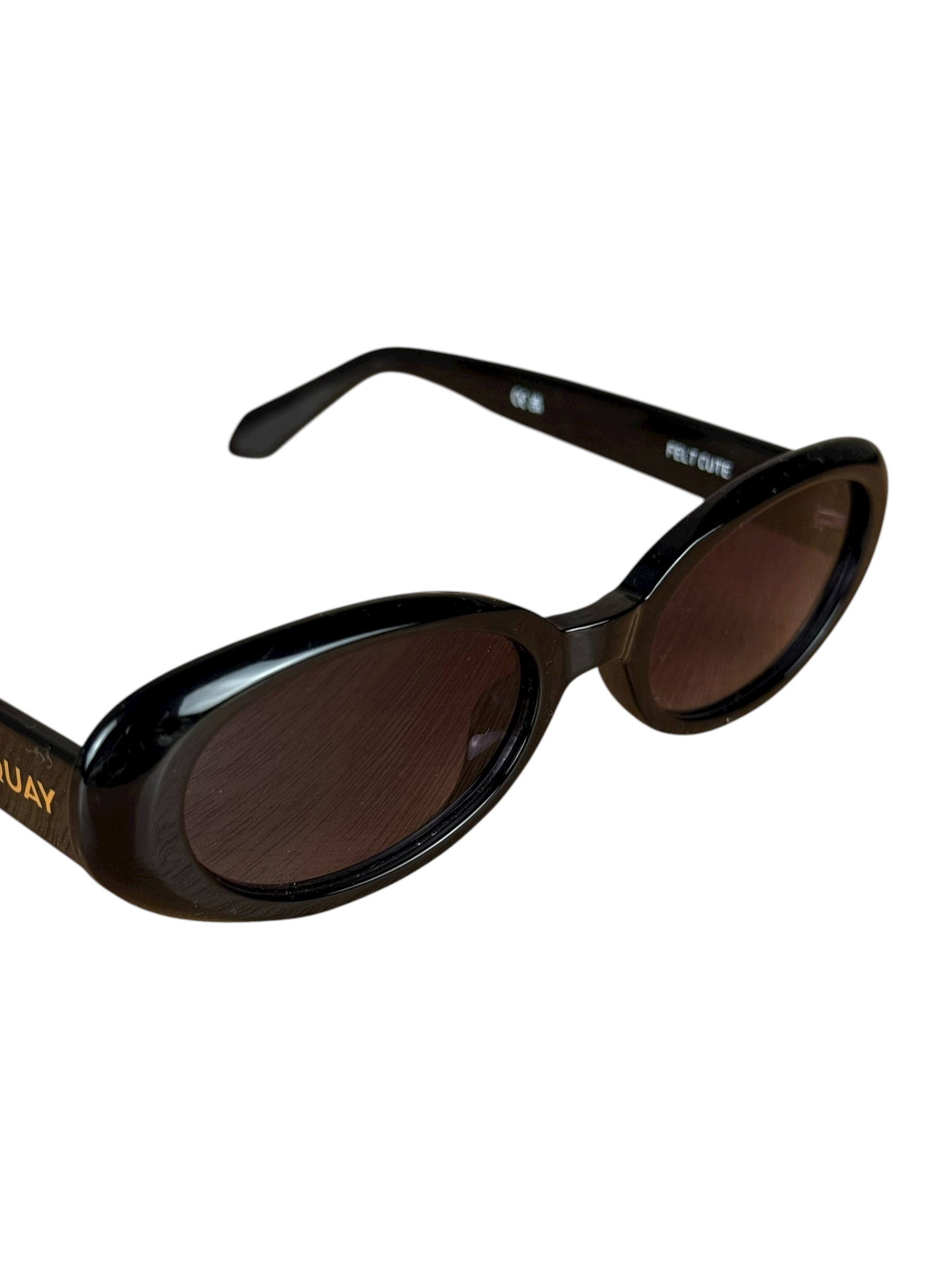 Quay Black Thin Sunglasses
