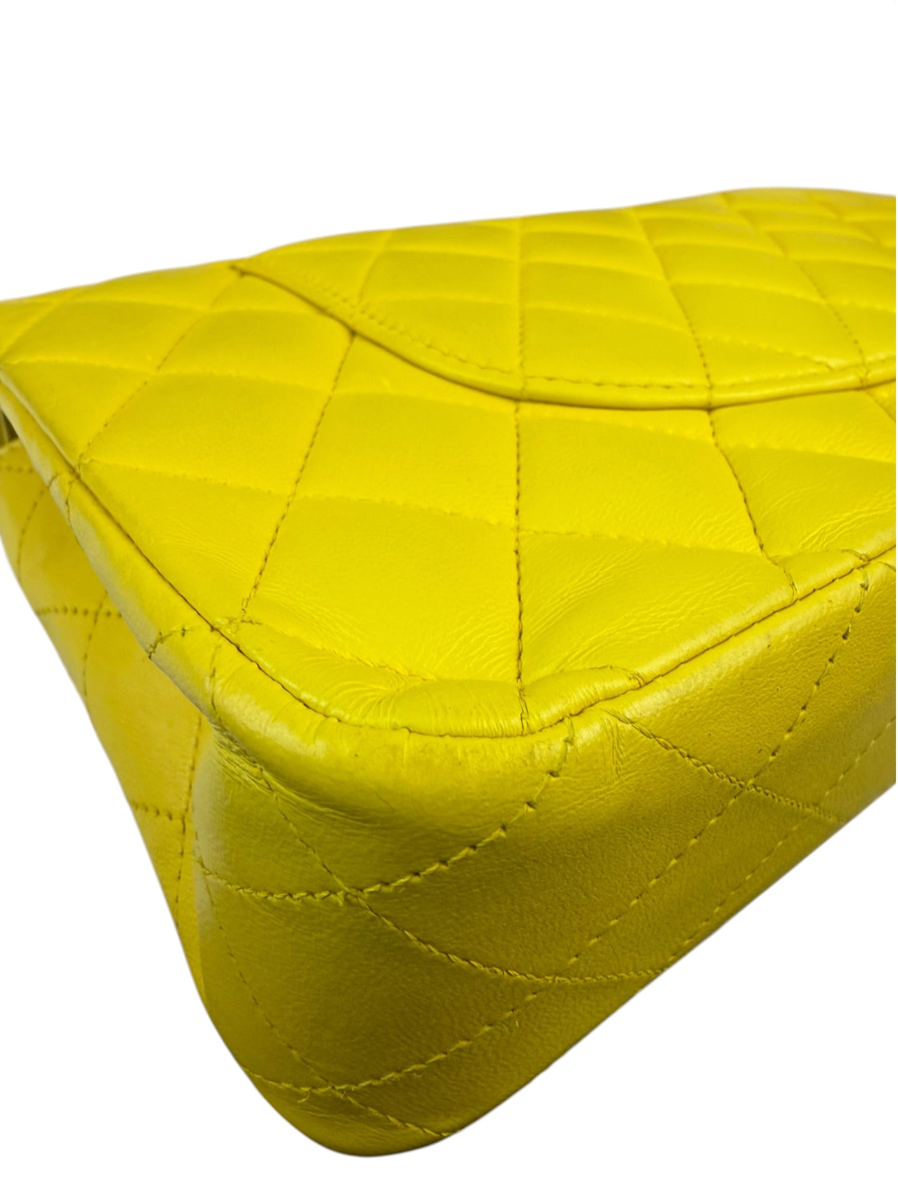 Chanel Yellow Quilted Lambskin Double Flap Bag 2009