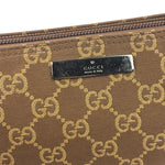 Gucci Brown Leather Trim GG Boat Pochette