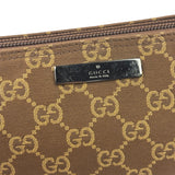 Gucci Brown Leather Trim GG Boat Pochette