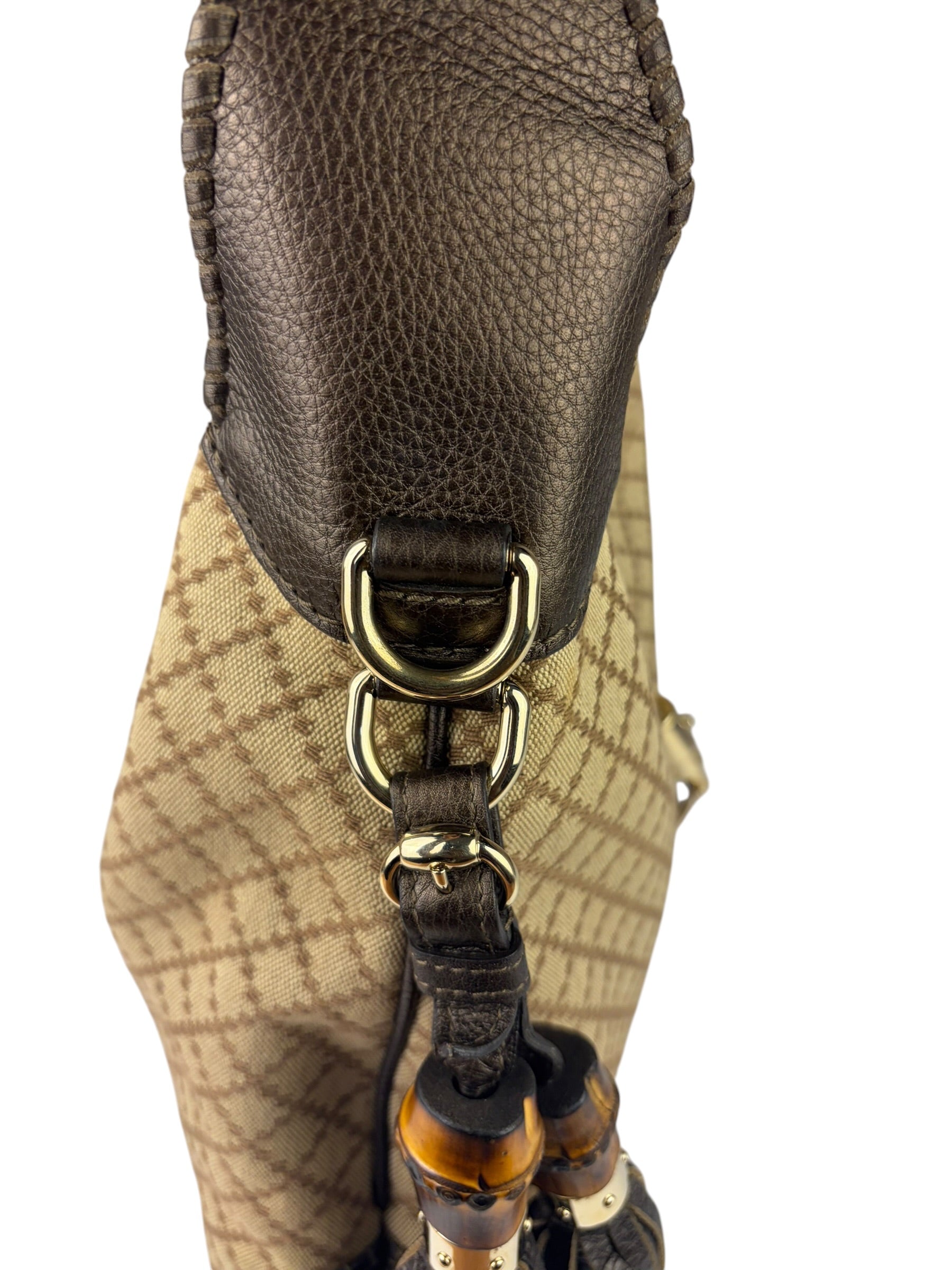 Gucci Brown Leather Trim Jackie 1961 Hobo Bag