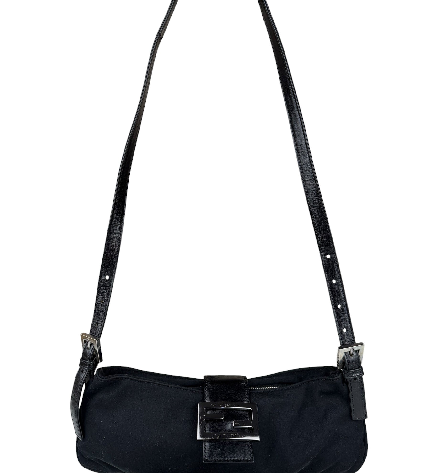 Fendi Black Nylon Mamma Baguette Shoulder Bag