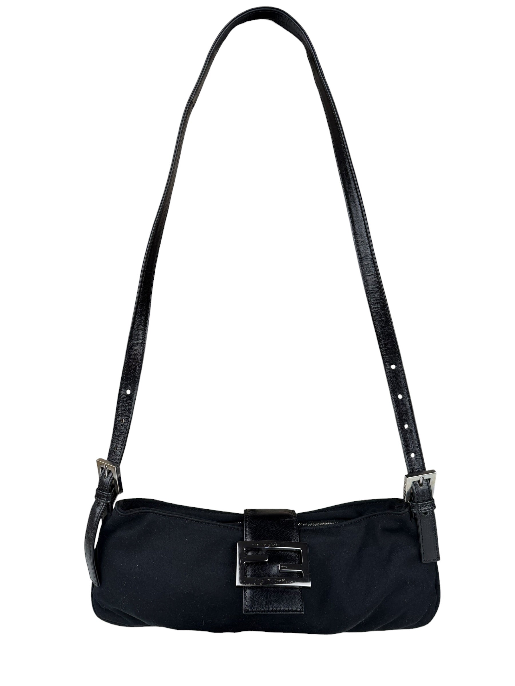 Fendi Black Nylon Mamma Baguette Shoulder Bag