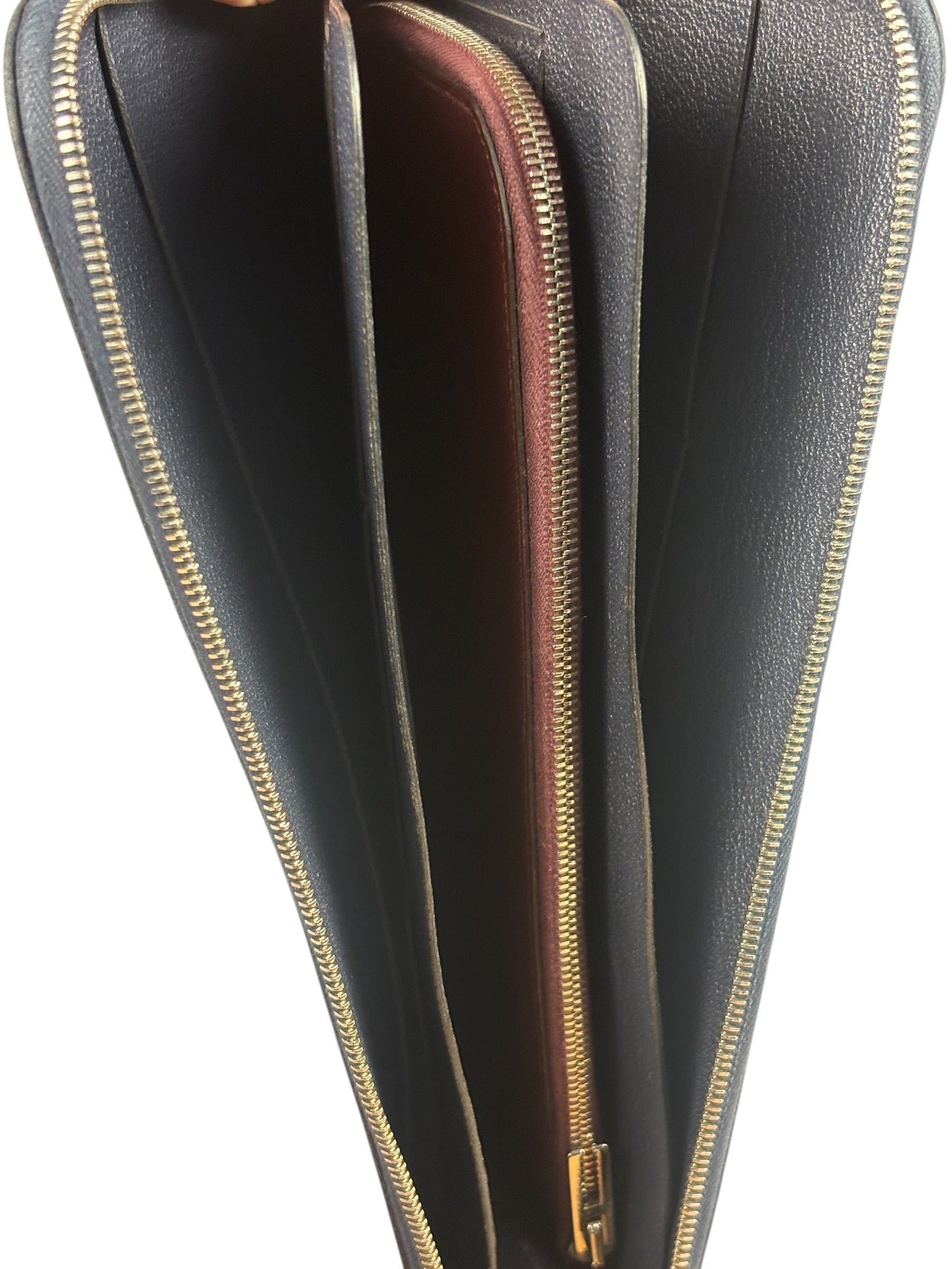 Hermes Navy/Burgundy Silk'In Classique Long Wallet