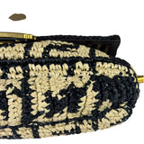 Fendi Black Raffia Zucca Shoulder Baguette