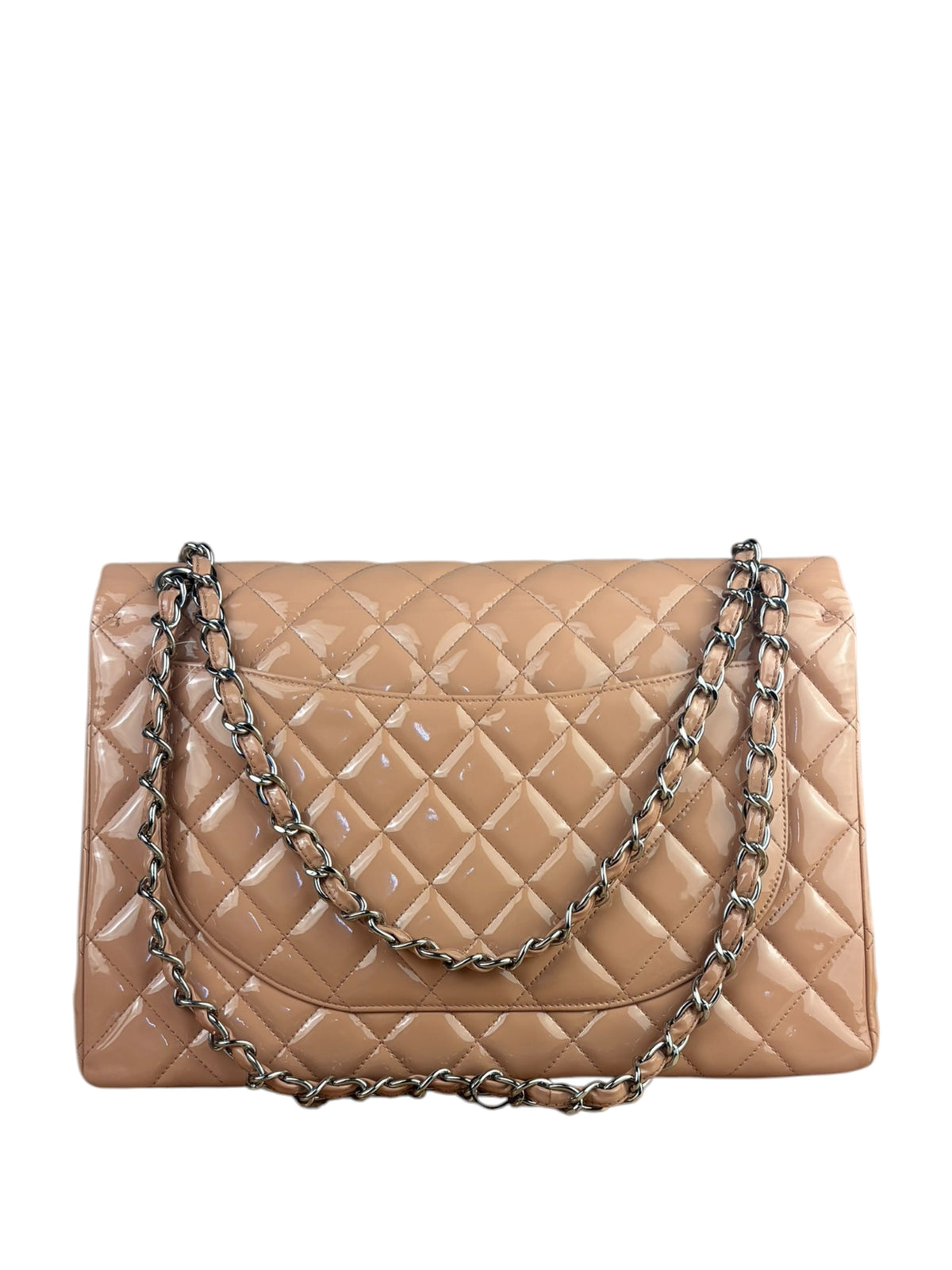 Chanel Patent Nude Quilted Jumbo Flap 2011