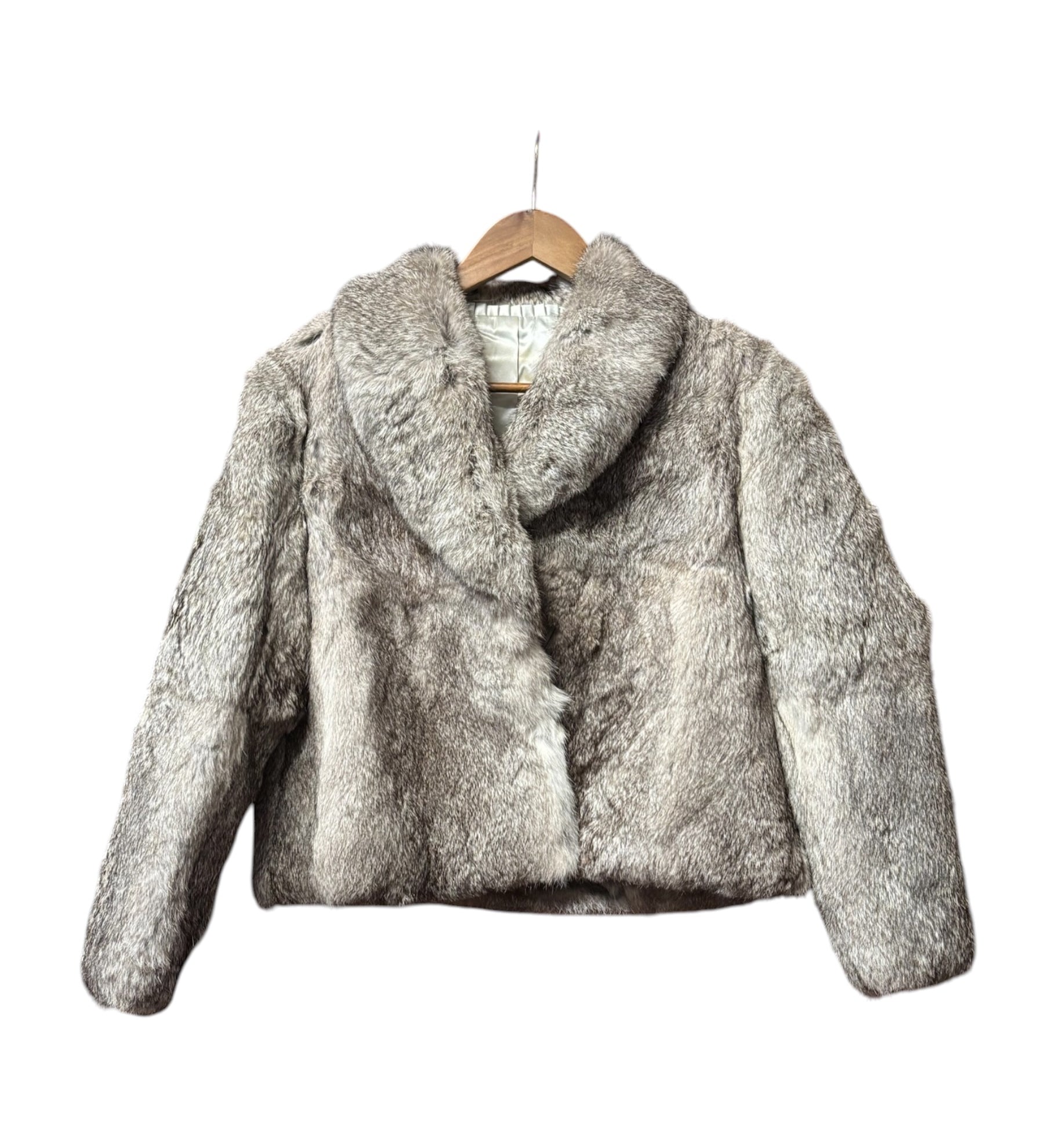 Vintage Grey Fox Fur Short Coat