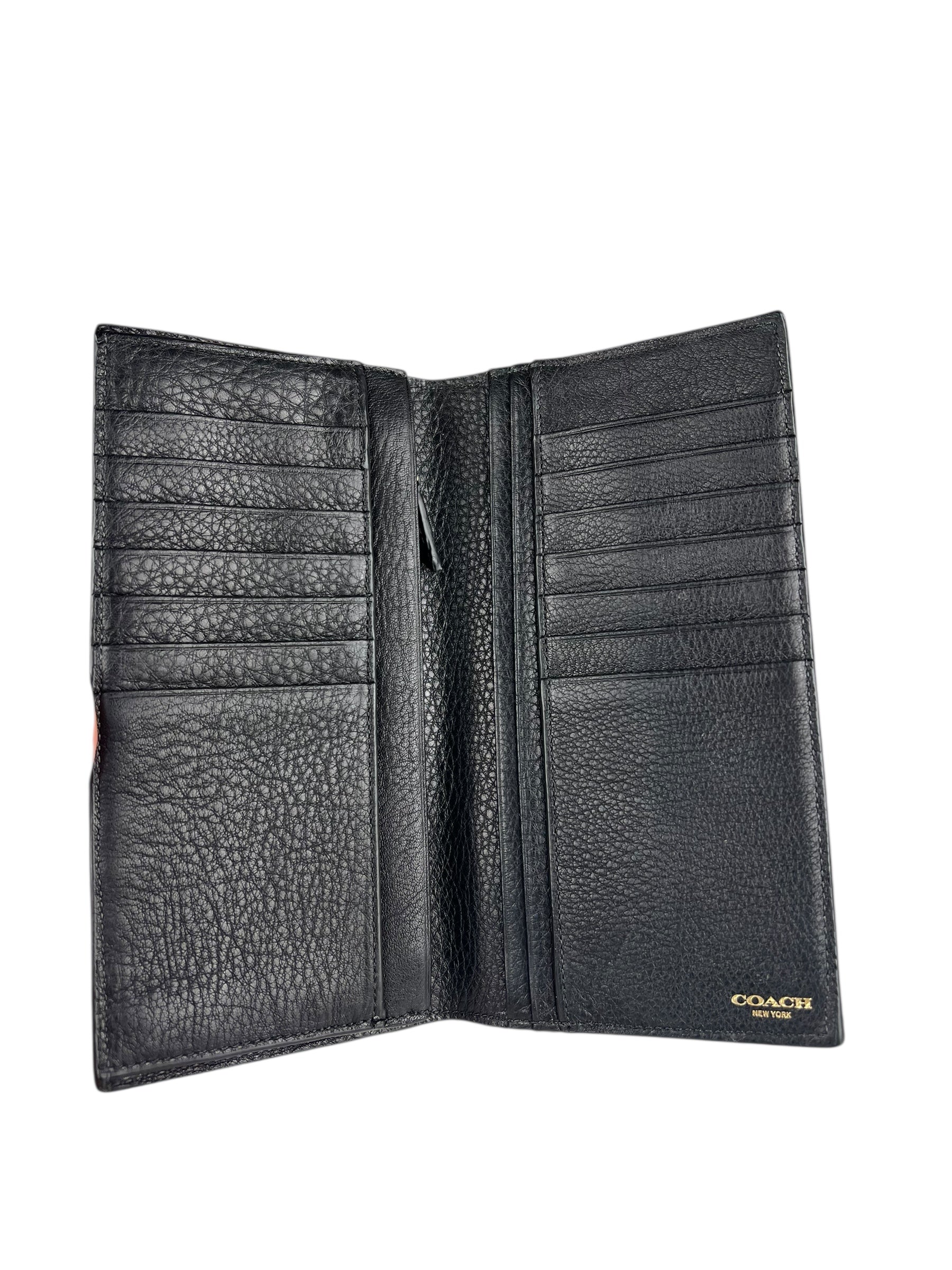 Coach Black Leather Long Wallet