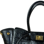 Balenciaga Black Leather Mini Bel Air Carry All Two-Way Bag