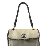 Chanel Cream Lambskin Funny Tweed Flap Bag 2009