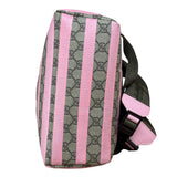Gucci Pink Stripped Kids GG Supreme Canvas Backpack