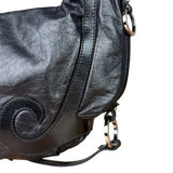 Fendi Vintage Black Leather Oyster Hobo Bag