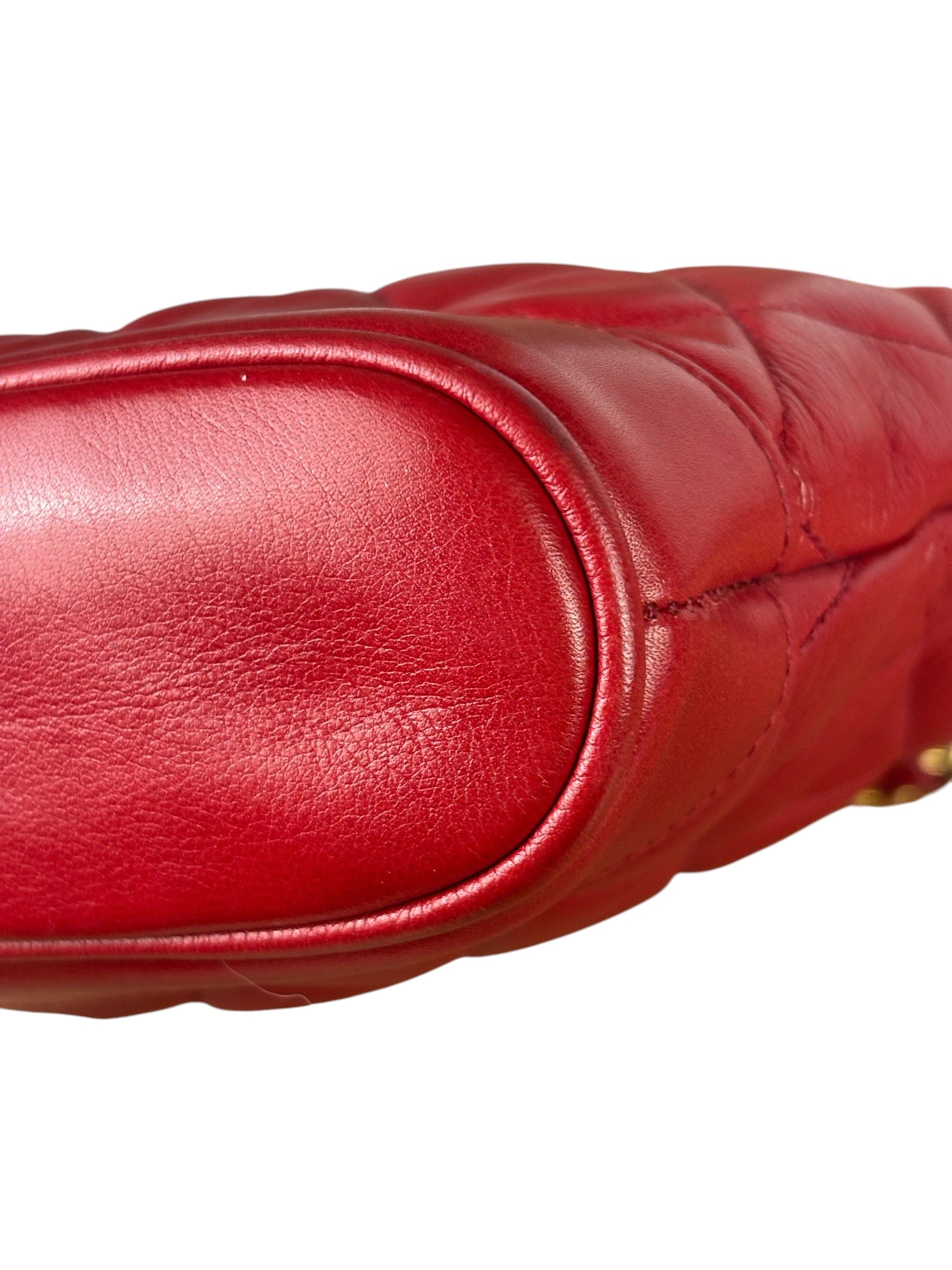 Chanel Vintage Red Quilted Lambskin Shoulder Bag 1989
