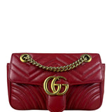 Gucci GG Red Marmont Matelasse Shoulder Bag