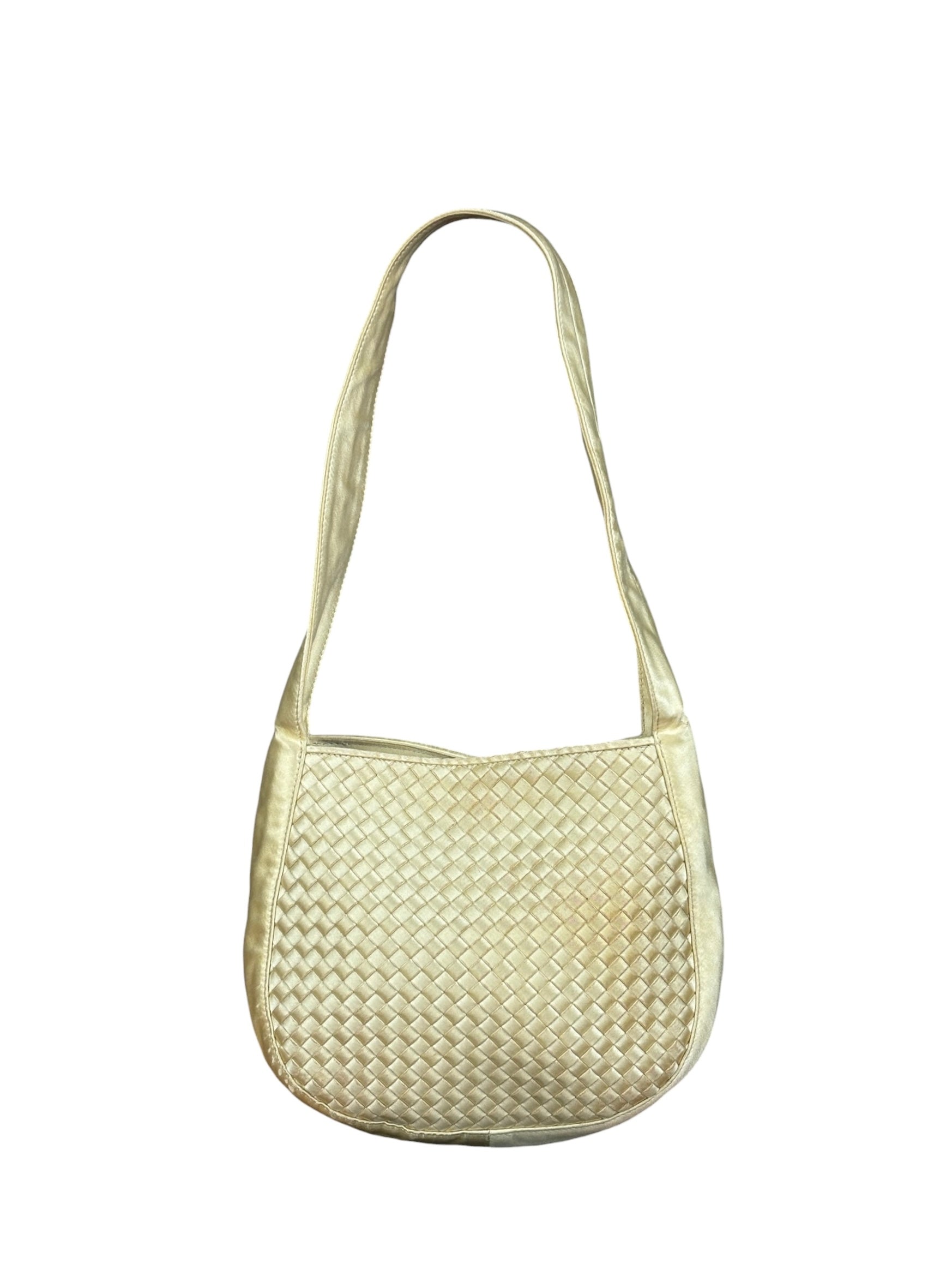 Bottega Veneta Butter Yellow Satin Intrecciato Shoulder Bag