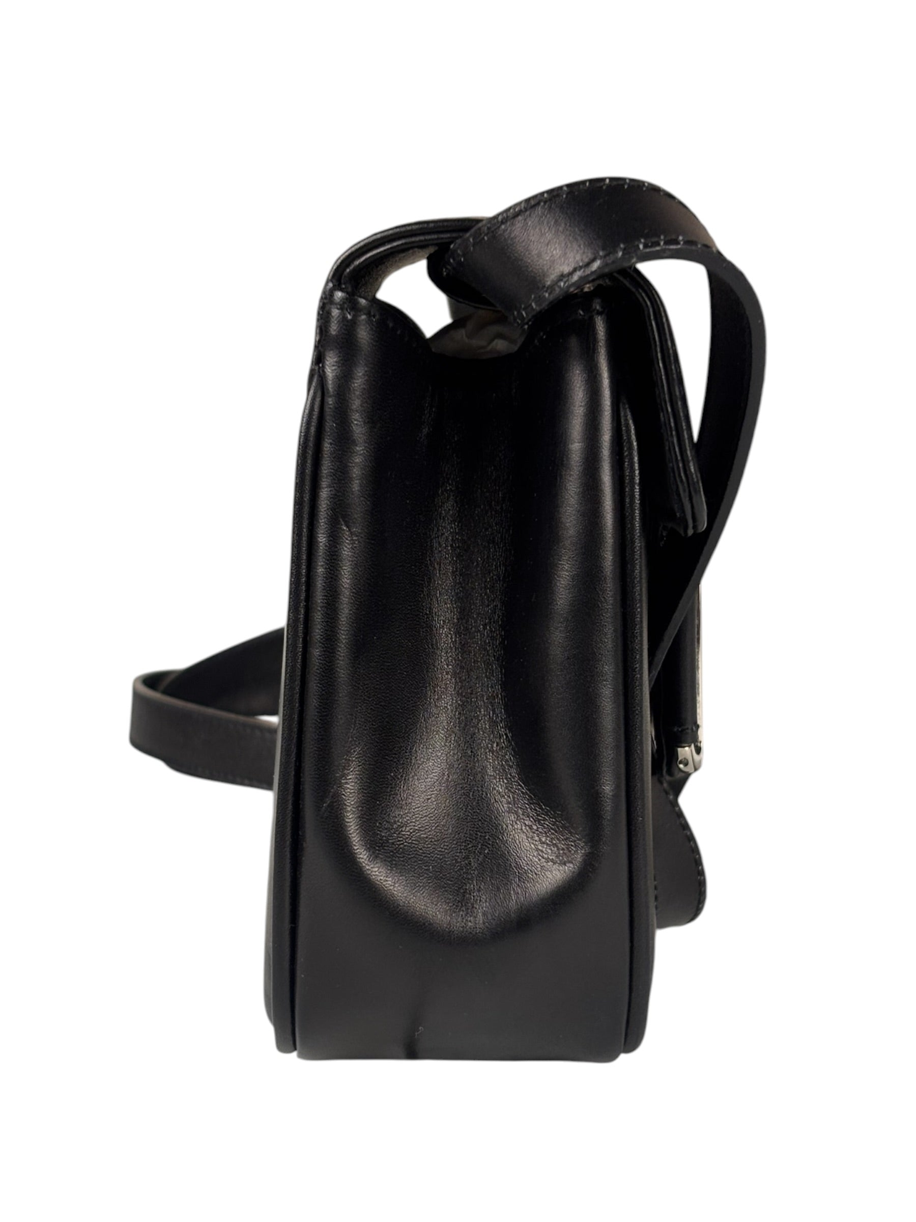 Ferragamo Black Leather Flap Mini Shoulder Bag