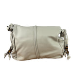 Gucci White Leather Bamboo Jungle Shoulder Bag