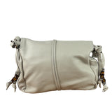 Gucci White Leather Bamboo Jungle Shoulder Bag