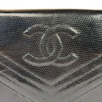 Chanel Black Lizard Leather Envelope Flap Bag 1986