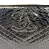 Chanel Black Lizard Leather Envelope Flap Bag 1986