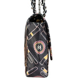 Chanel Lipstick Black Satin Single Flap Bag 2005