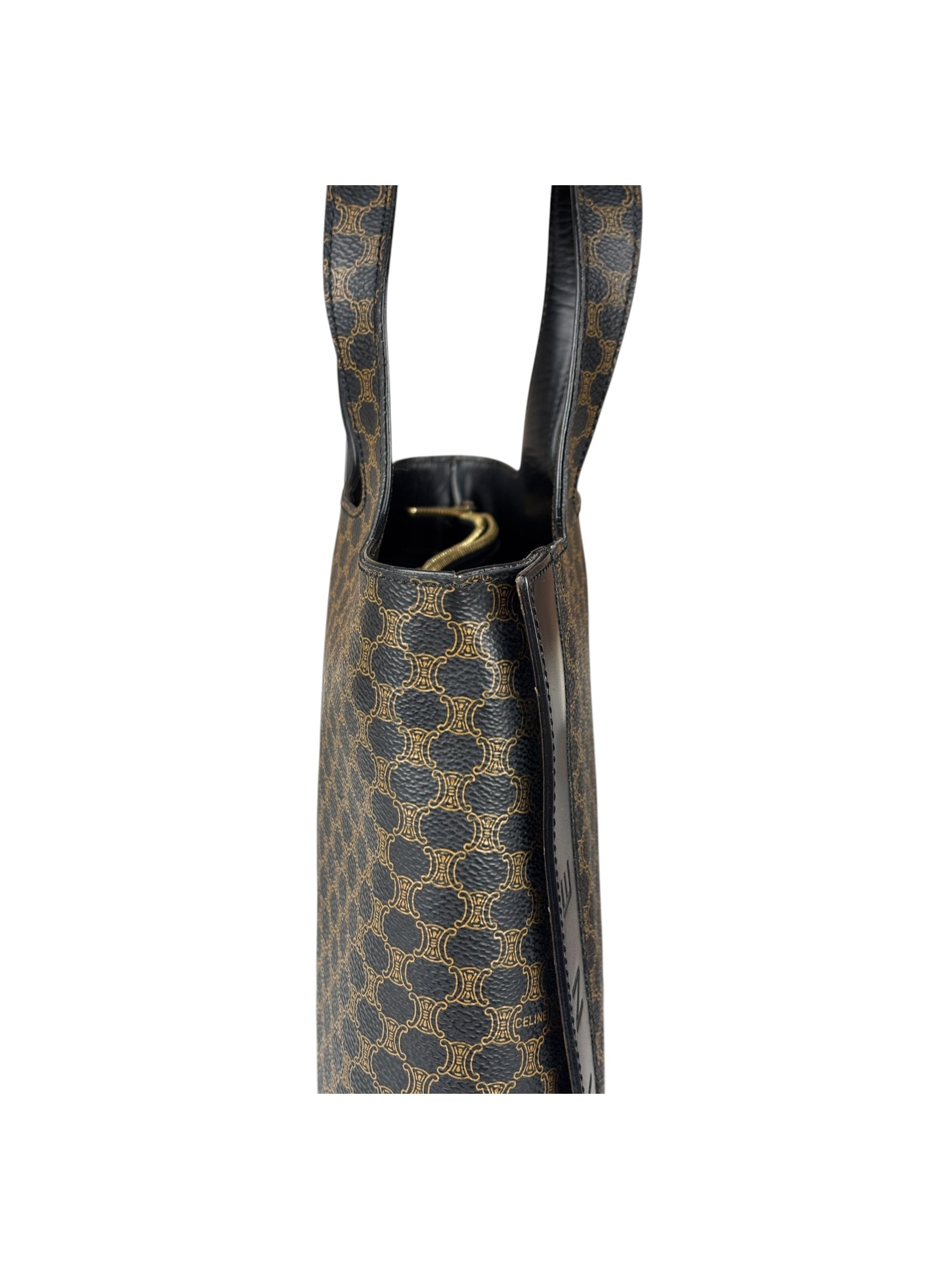Celine Bicolor Leather Macadam Canvas Tote Bag
