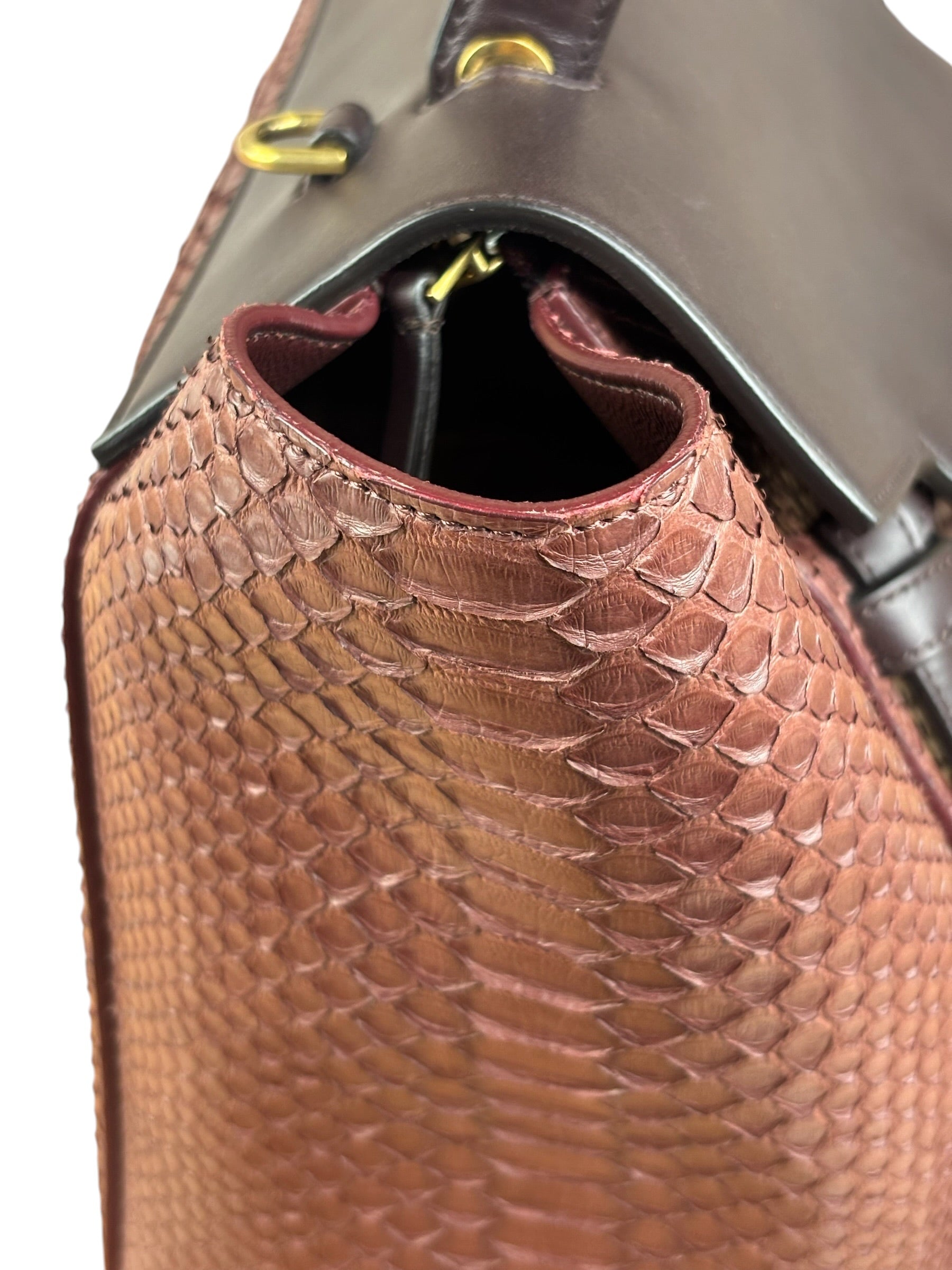 Celine Maroon Python Embossed Trapeze Bag