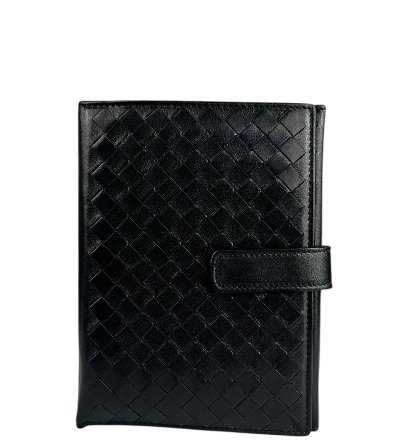 Bottega Veneta Intercciato Black Passport Holder