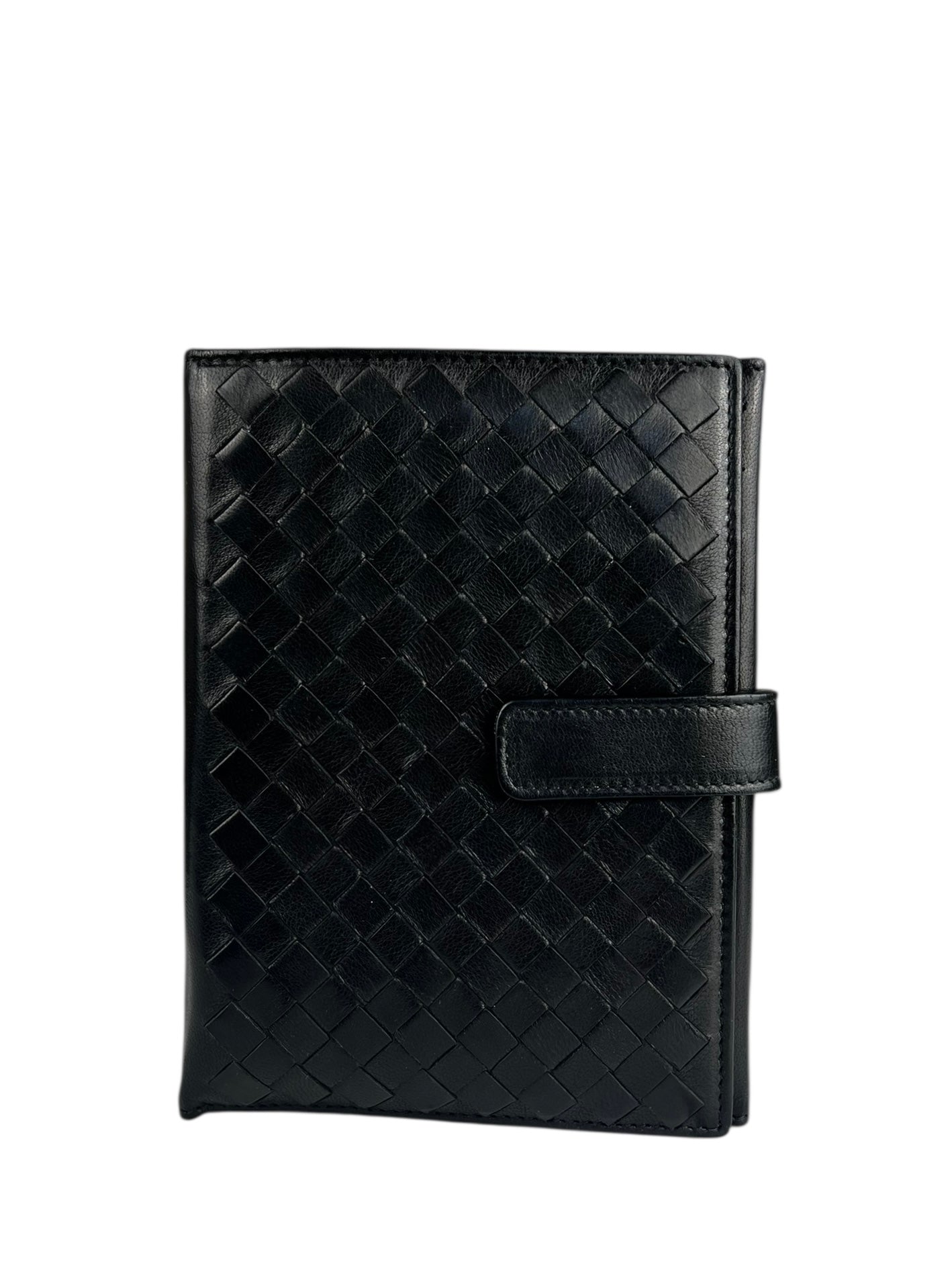 Bottega Veneta Intercciato Black Passport Holder