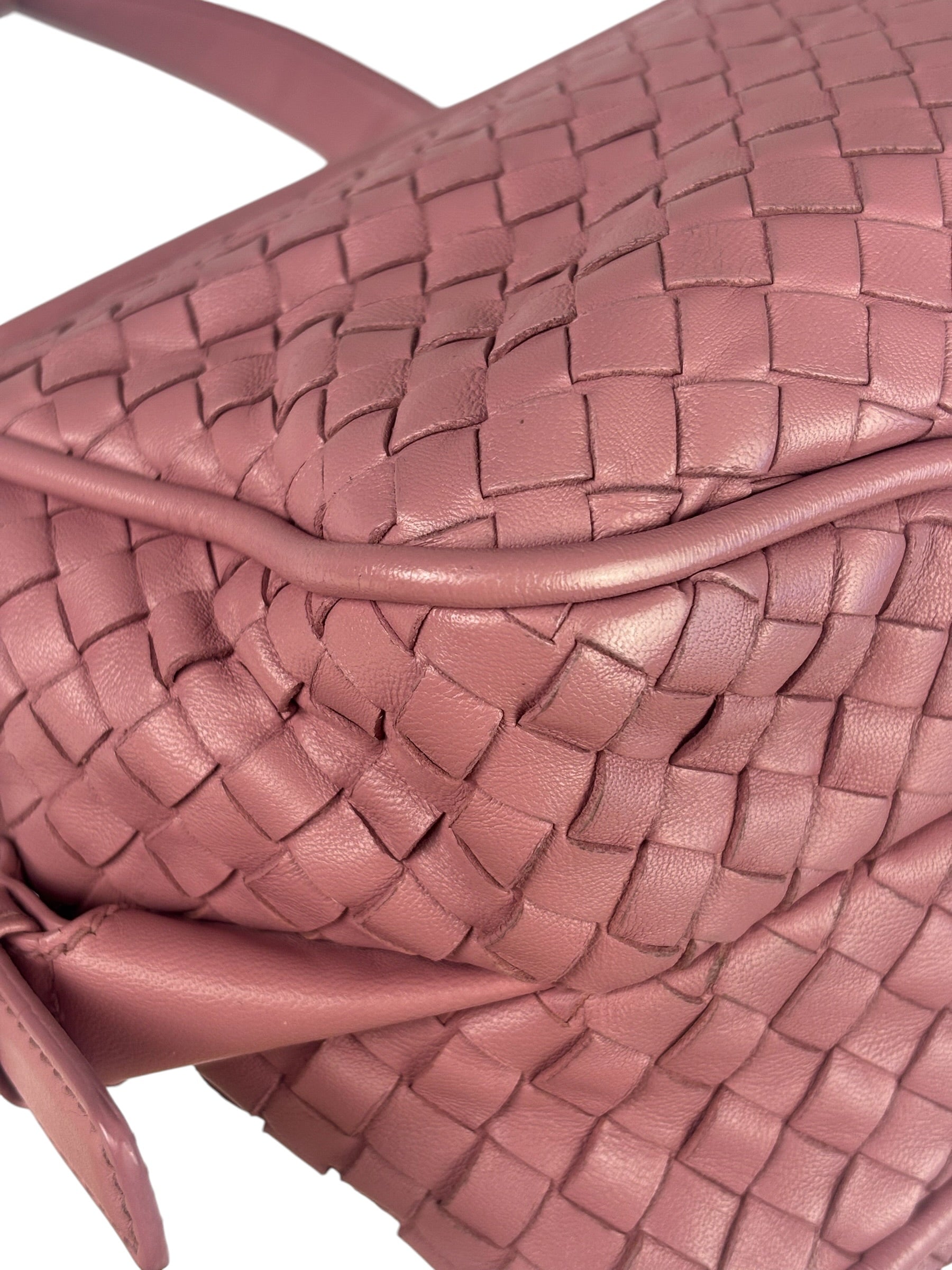 Bottega Veneta Purple Leather Rialto Intrecciato Shoulder Bag