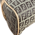 Fendi Beige Leather Trim Zucca Small Boston Bag