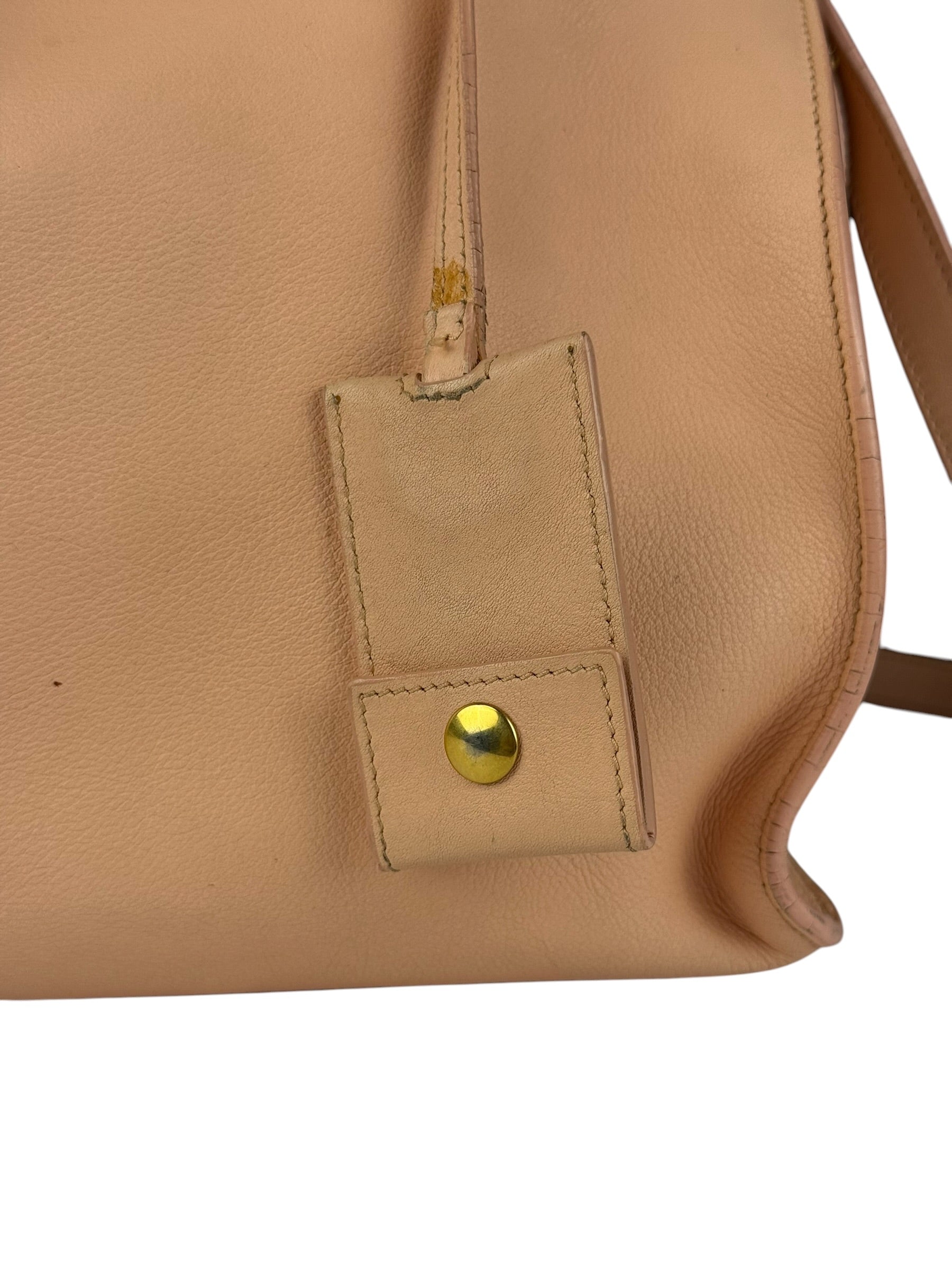 YSL Vintage Classic Y Cabas Peach Leather 2Way Handbag