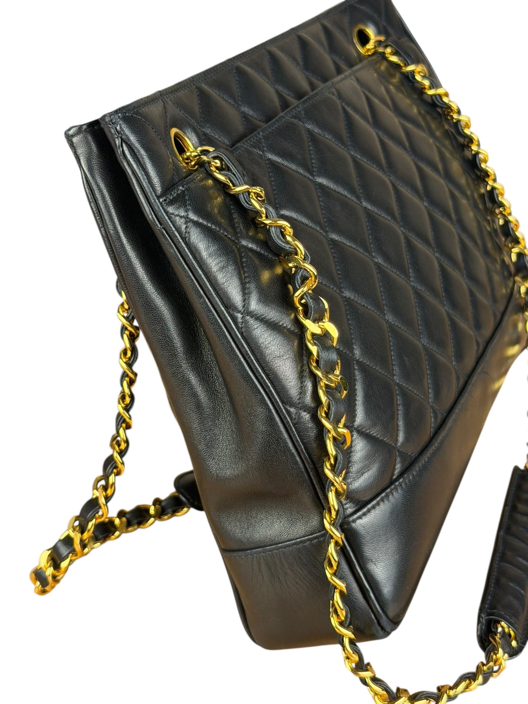 Chanel Black Lambskin Shopper Tote 90s