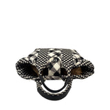 Chanel Bicolor Leather Trim Gingham Canvas Coco Mark Handbag 2010