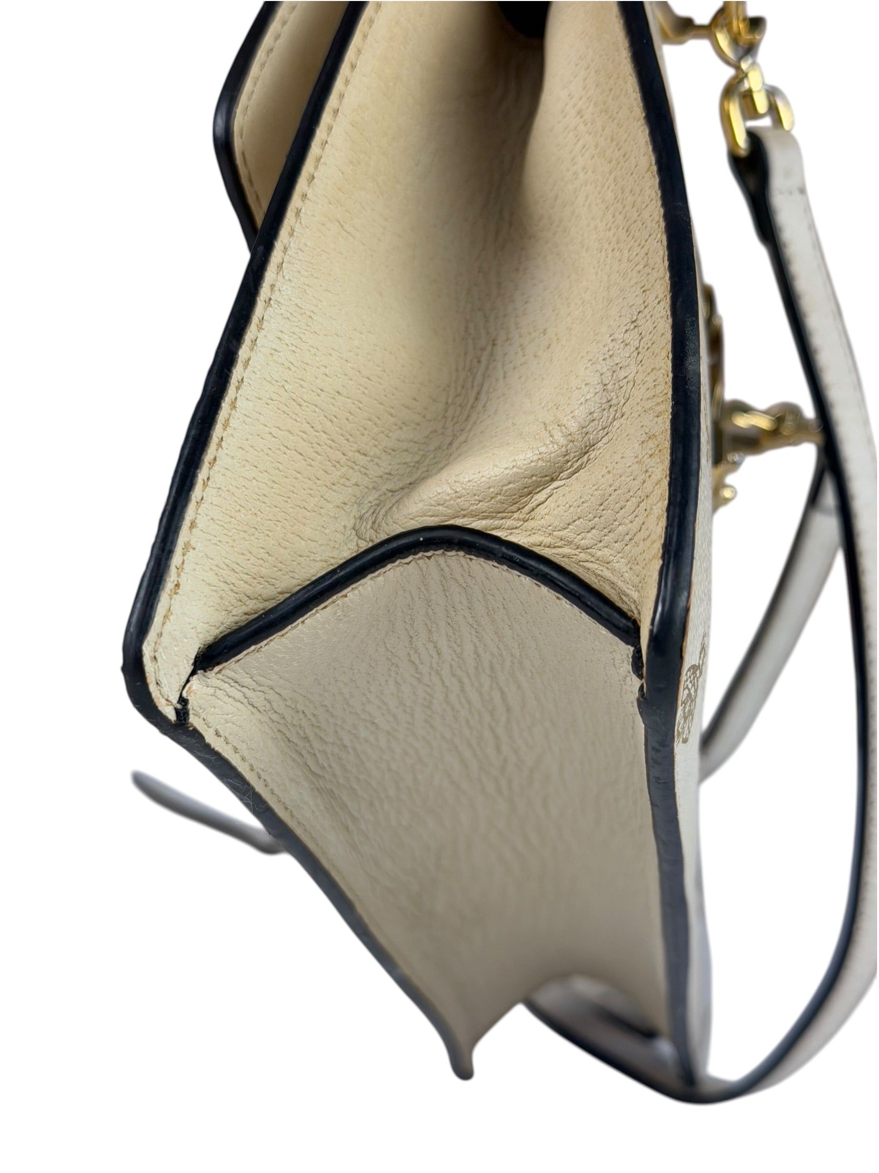 Gucci Textured Calfskin Bee Star Sylvie Shoulder Bag White