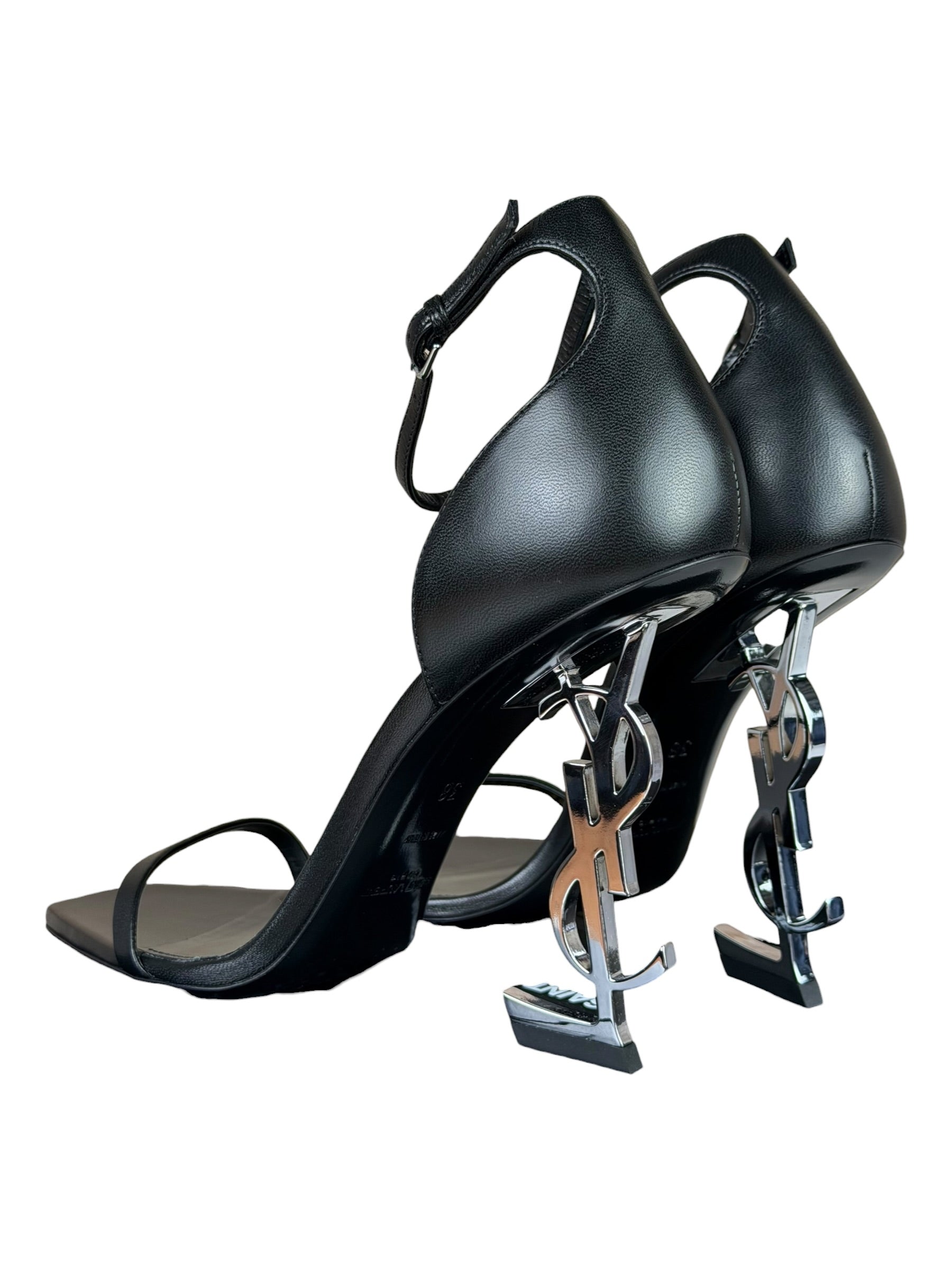 YSL Black Opyum YSL Logo Heels