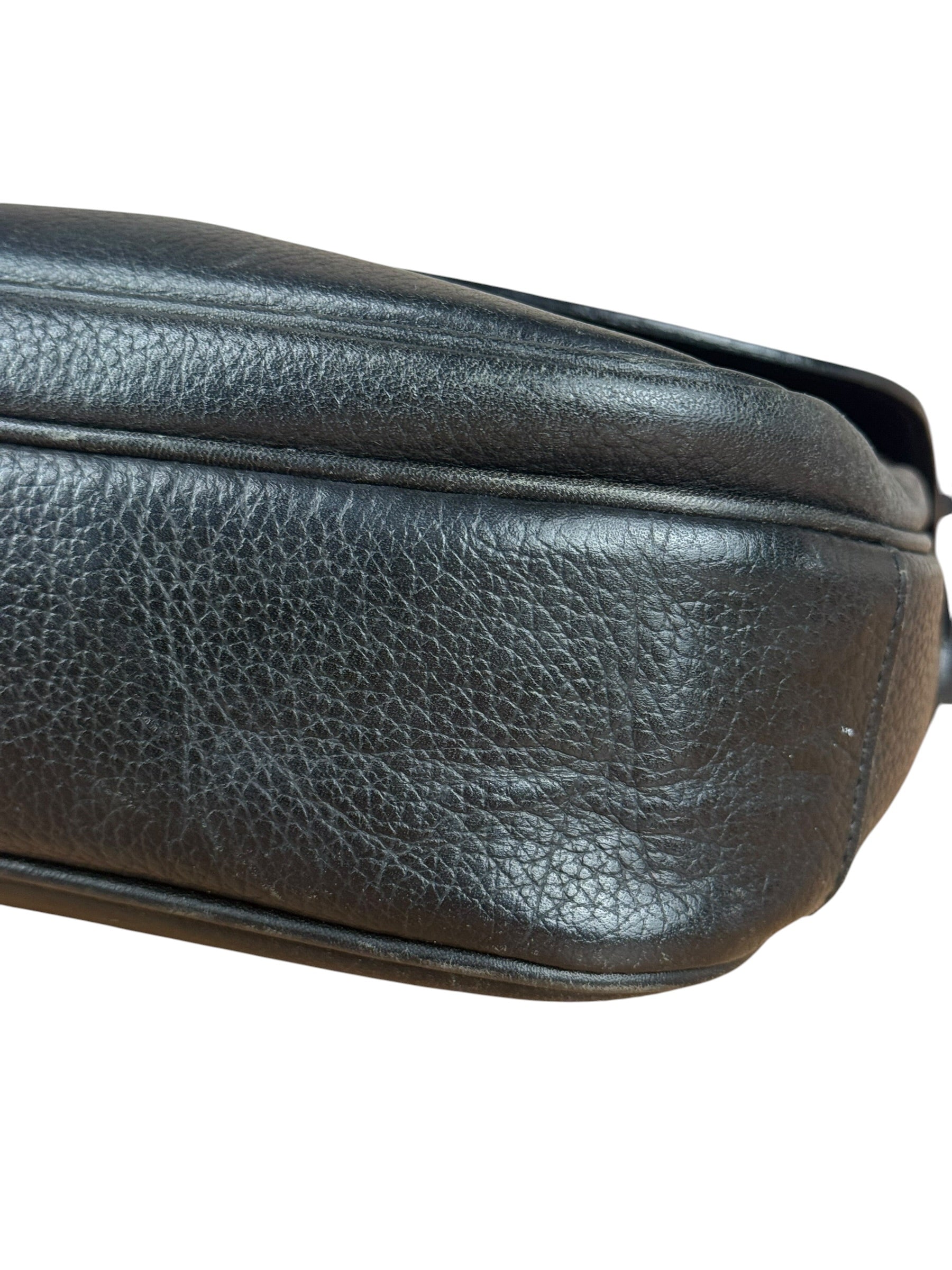 Burberry Vintage Black Pebbled Leather Crossbody Flap Bag
