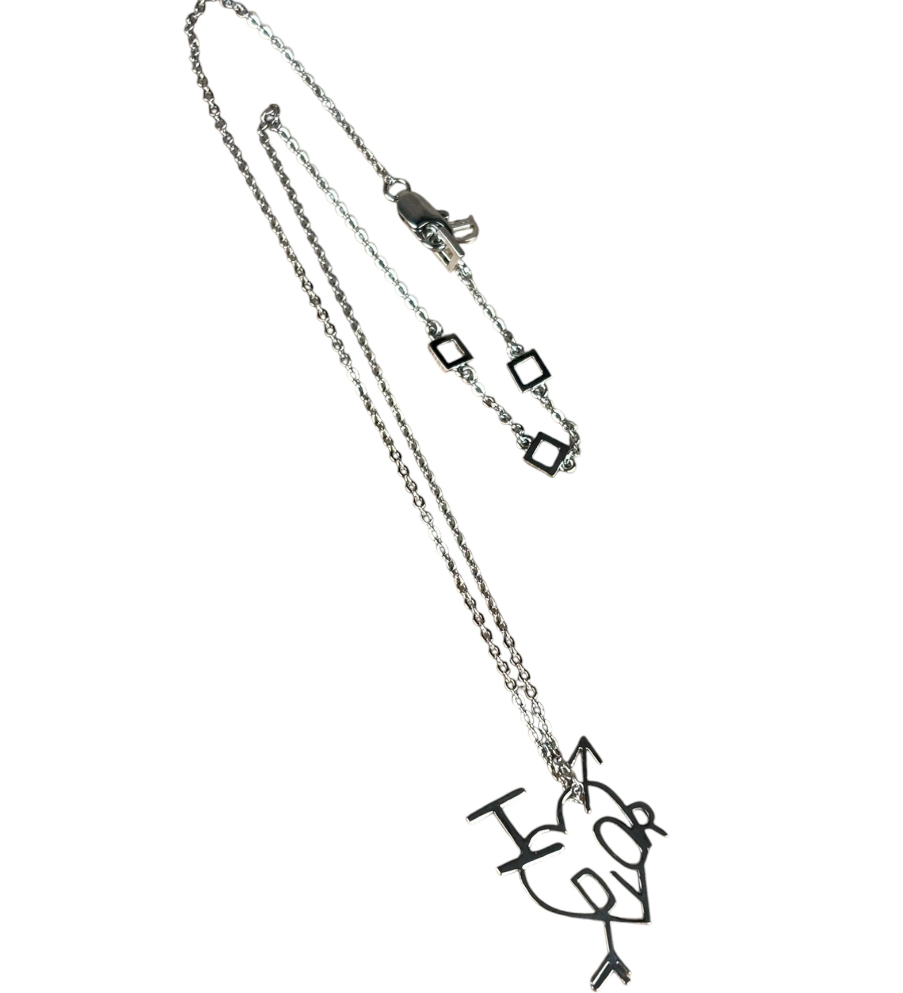 Christian Dior Vintage Silver "I Heart Dior" Necklace