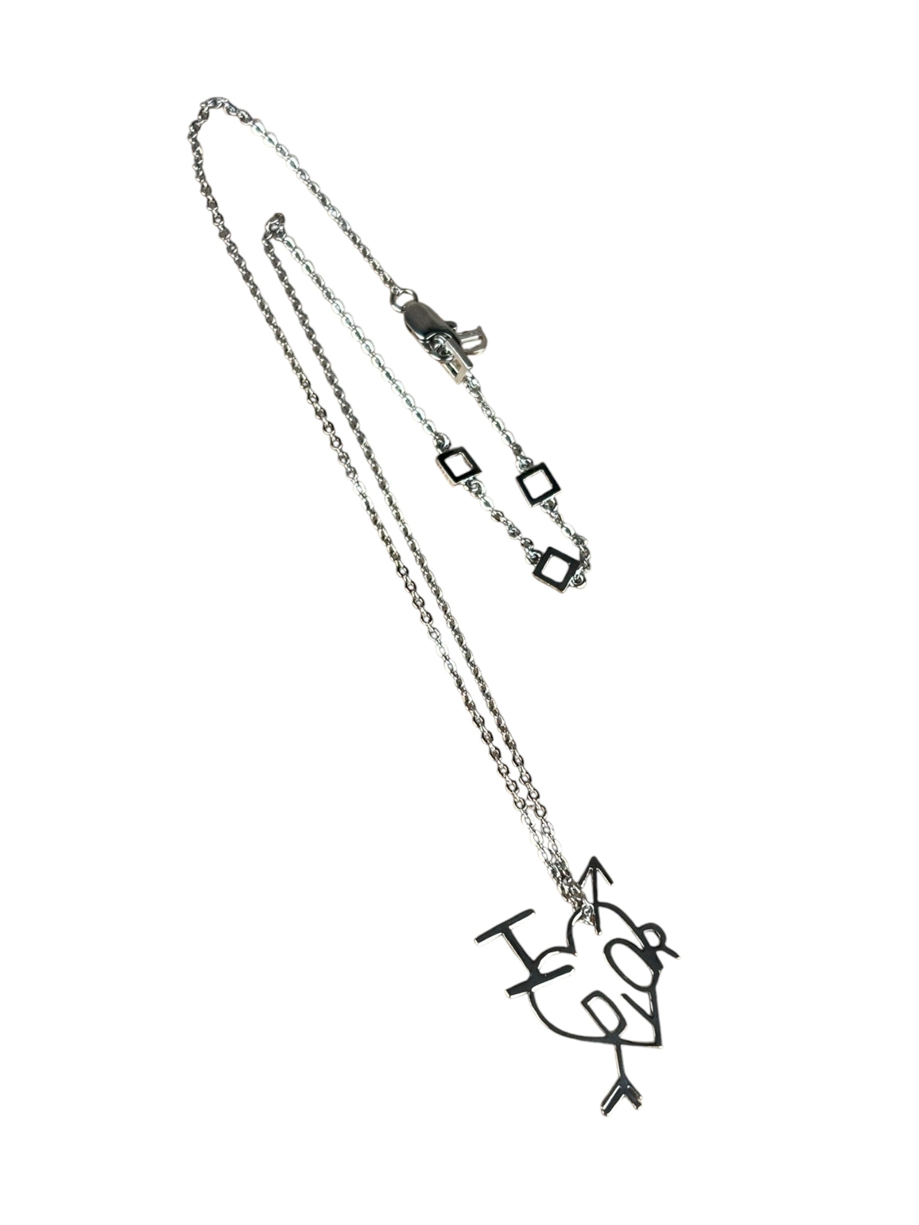 Christian Dior Vintage Silver "I Heart Dior" Necklace