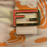 Fendi Orange Leather Trim/Satin Swirl Print Mini Baguette