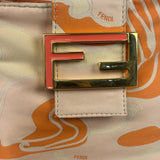 Fendi Orange Leather Trim/Satin Swirl Print Mini Baguette