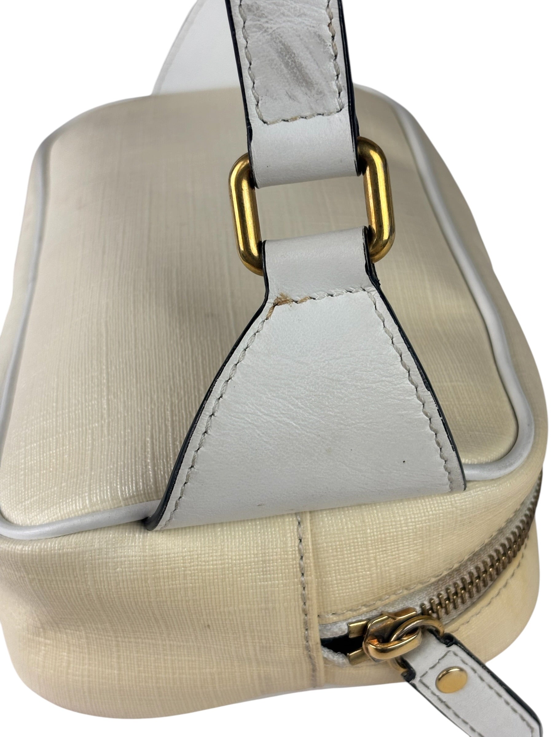 Versace Pastel Yellow Leather Logo Print Belt Bag