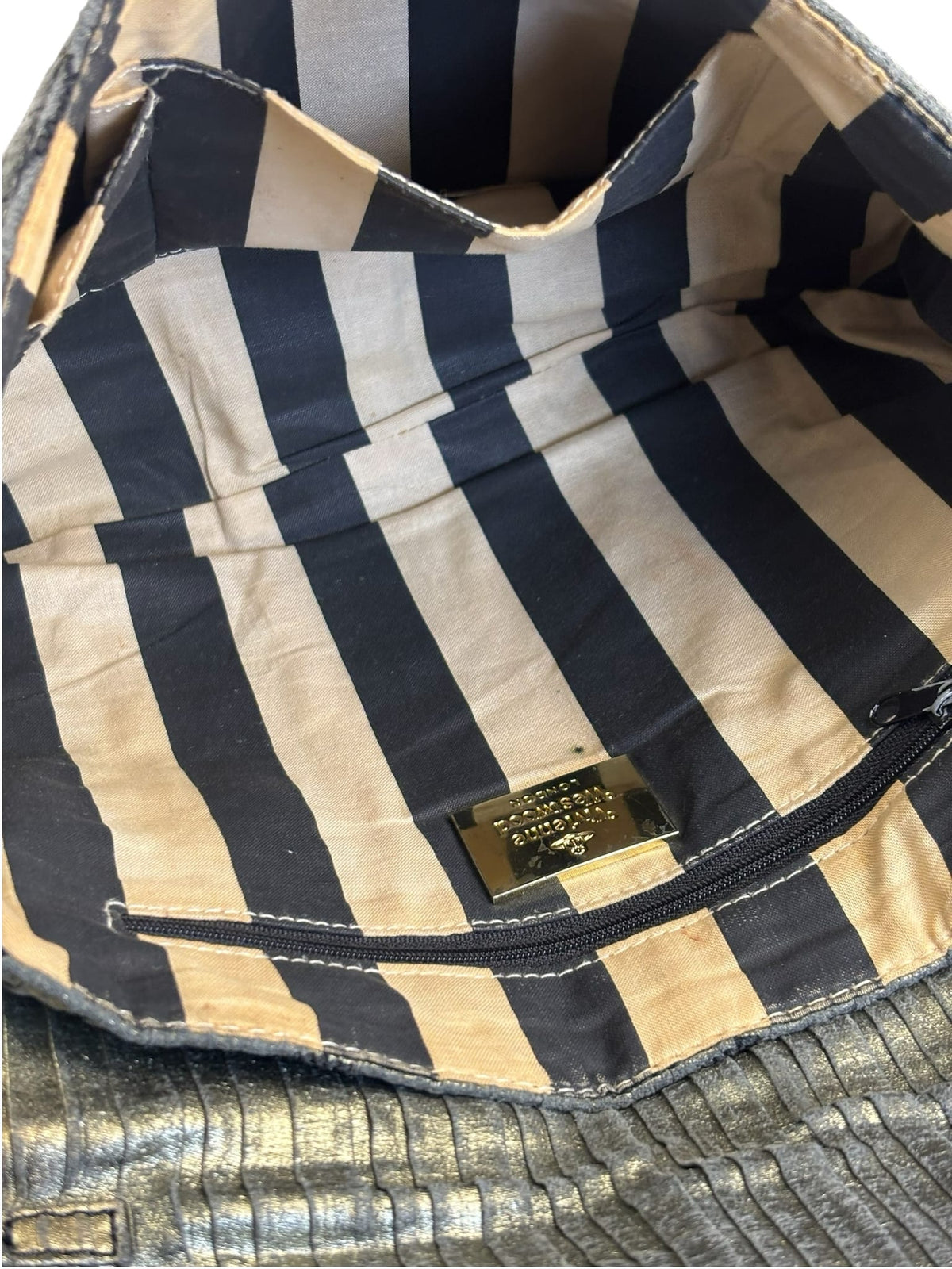 Vivienne Westwood Grey/Gold Jacquard Orb Pattern Flap Bag