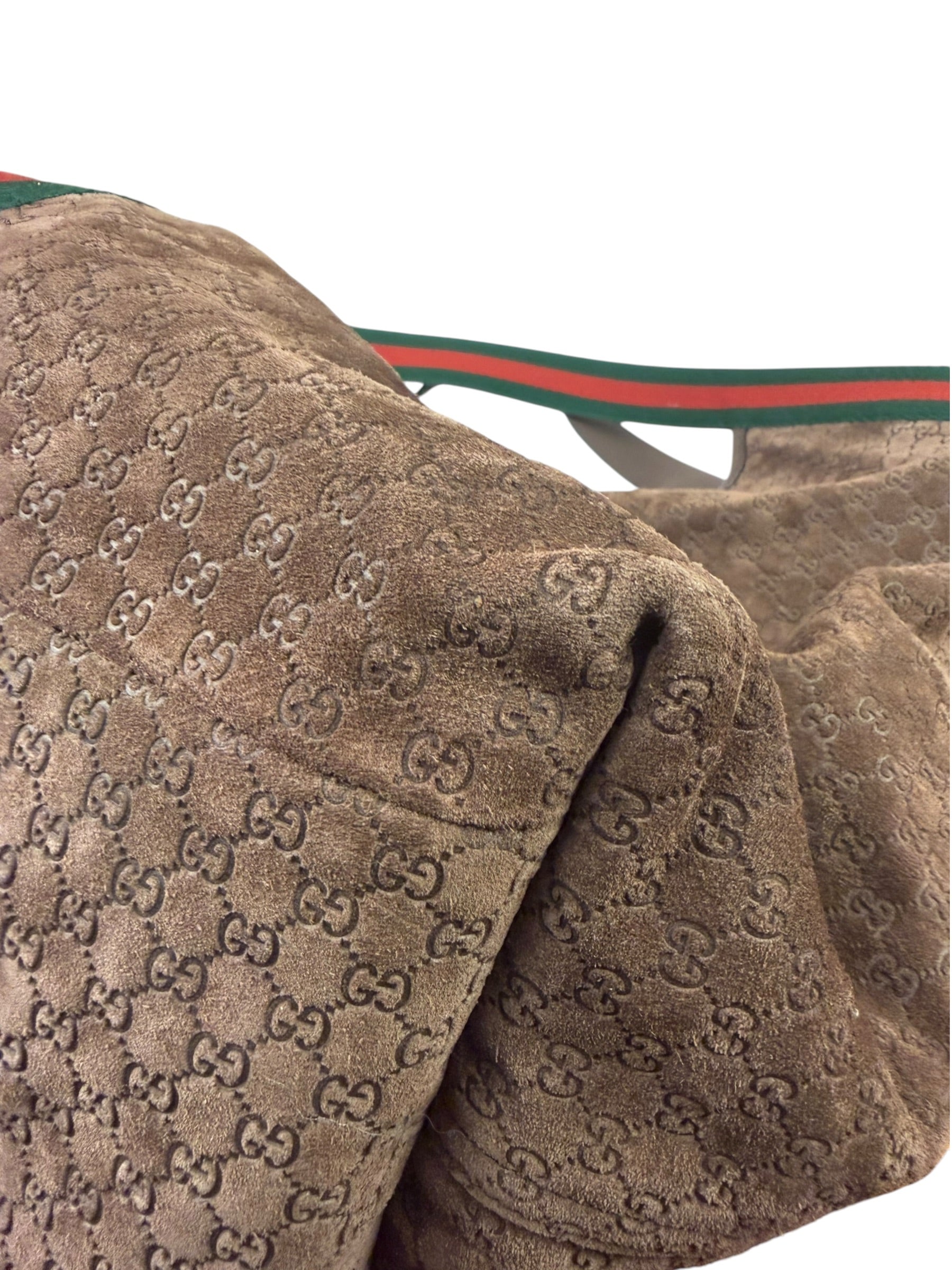 Gucci Brown Suede GG Supreme Giglio Large Tote