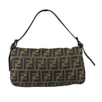 Fendi Brown Leather Trim Baguette