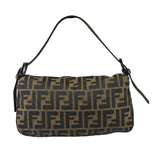 Fendi Brown Leather Trim Baguette