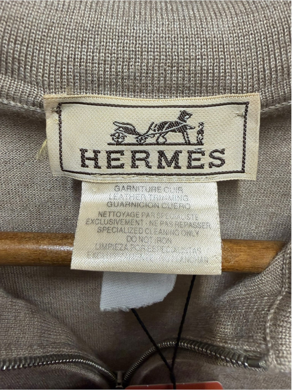 Hermes Beige Cashmere Blend Quarterzip