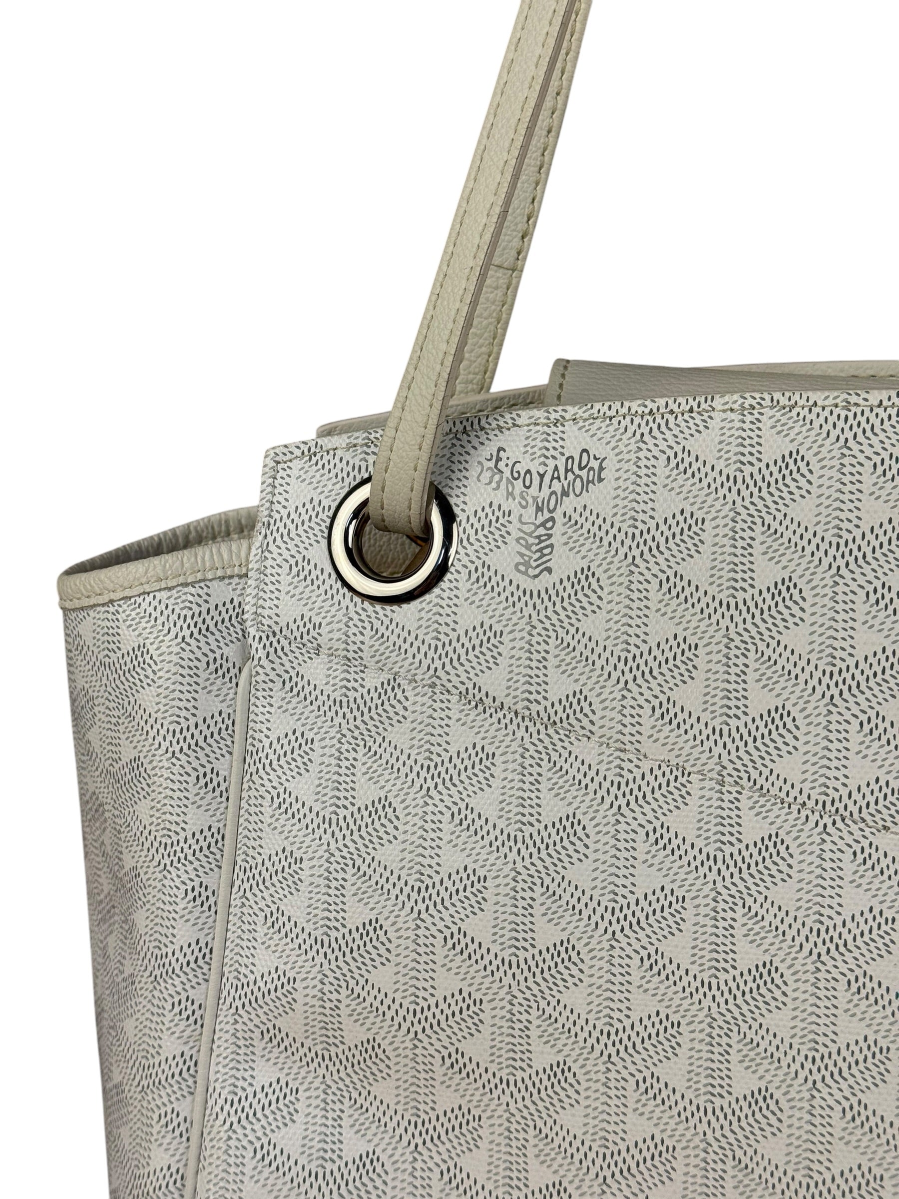 Goyard White Goyardine Sac Rouette PM Shoulder Tote