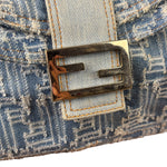 Fendi Blue Denim Zucca  Baguette