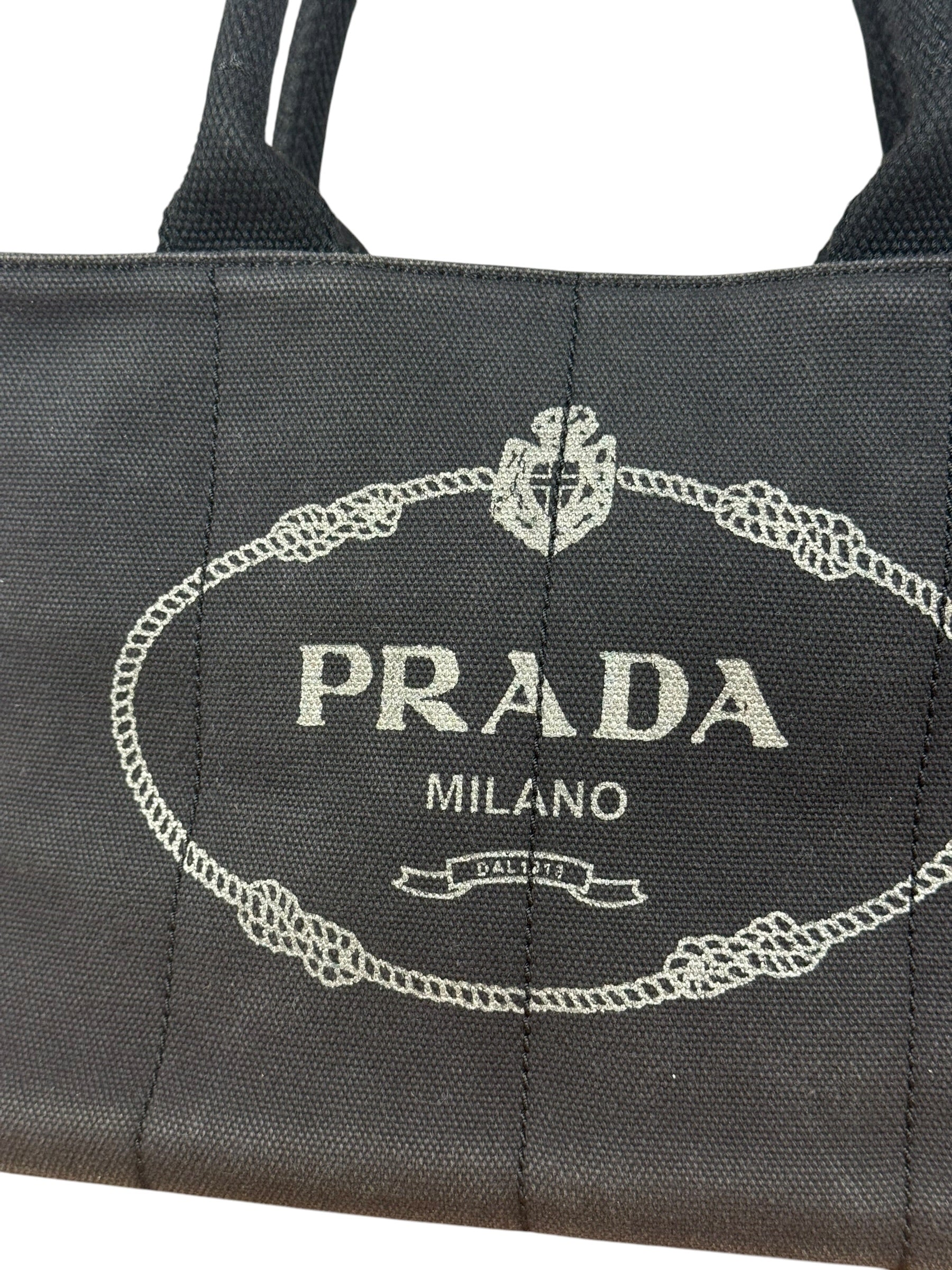 Prada Vintage Black Canvas Canapa Tote